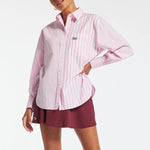 Lacoste x Bandier Stripe Poplin Shirt-pink