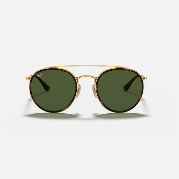 Ray-Ban ROUND DOUBLE BRIDGE Sunglasses in Tortoise/Gold with Green Lenses ROUND DOUBLE BRIDGE Sunglasses in Black and Green - RB3647N  main image 2