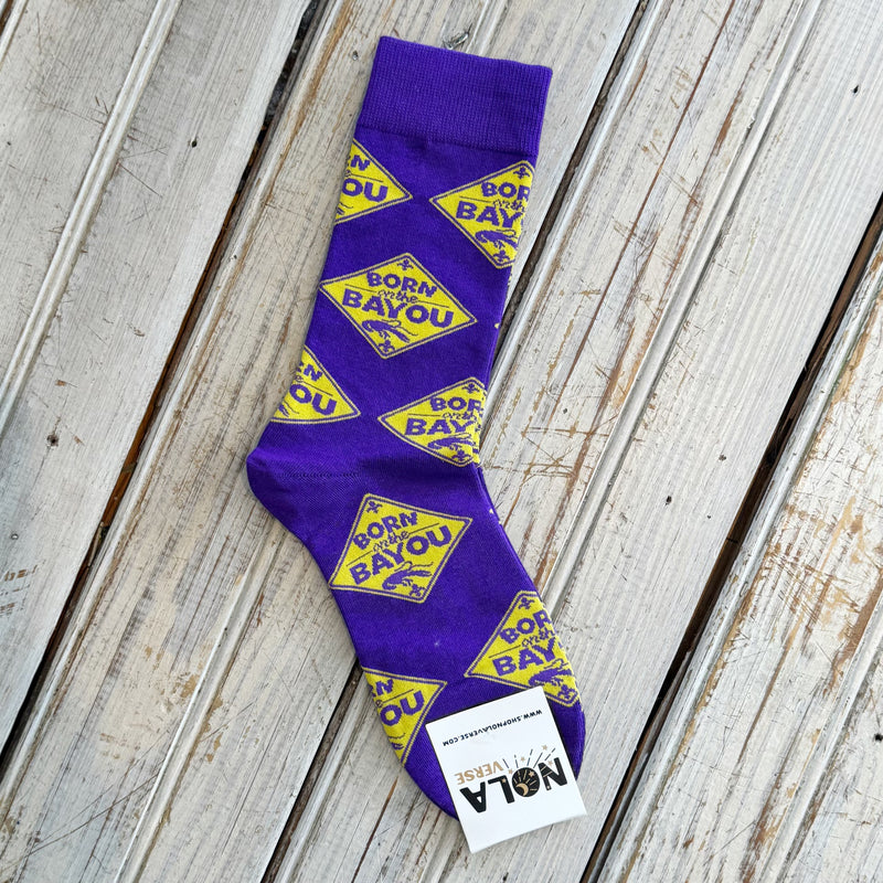 Nolaverse Born On The Bayou Sock-purple/yellow
