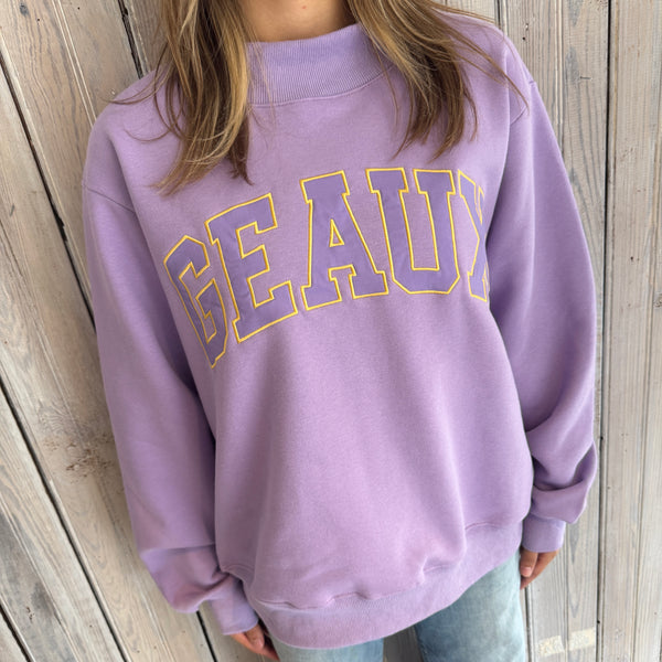 GEAUX Varsity Mockneck Sweatshirt-lavender – jeantherapy