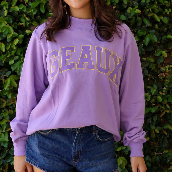 GEAUX Varsity Mockneck Sweatshirt-lavender – jeantherapy