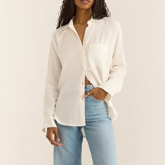 Z Supply The Perfect Linen Top-white