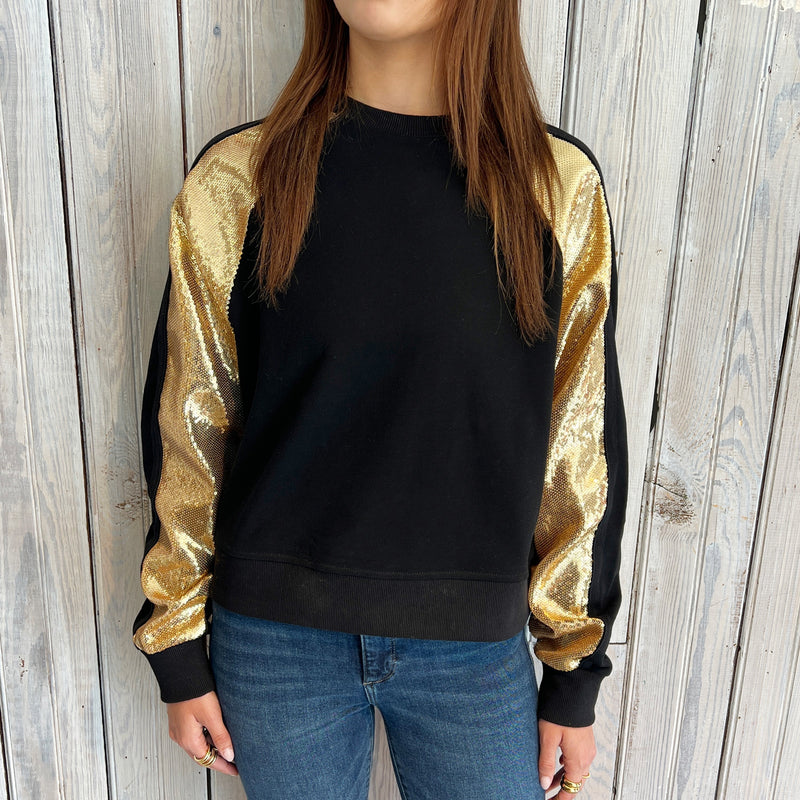 Black Sweatshirt with Gold Sequins