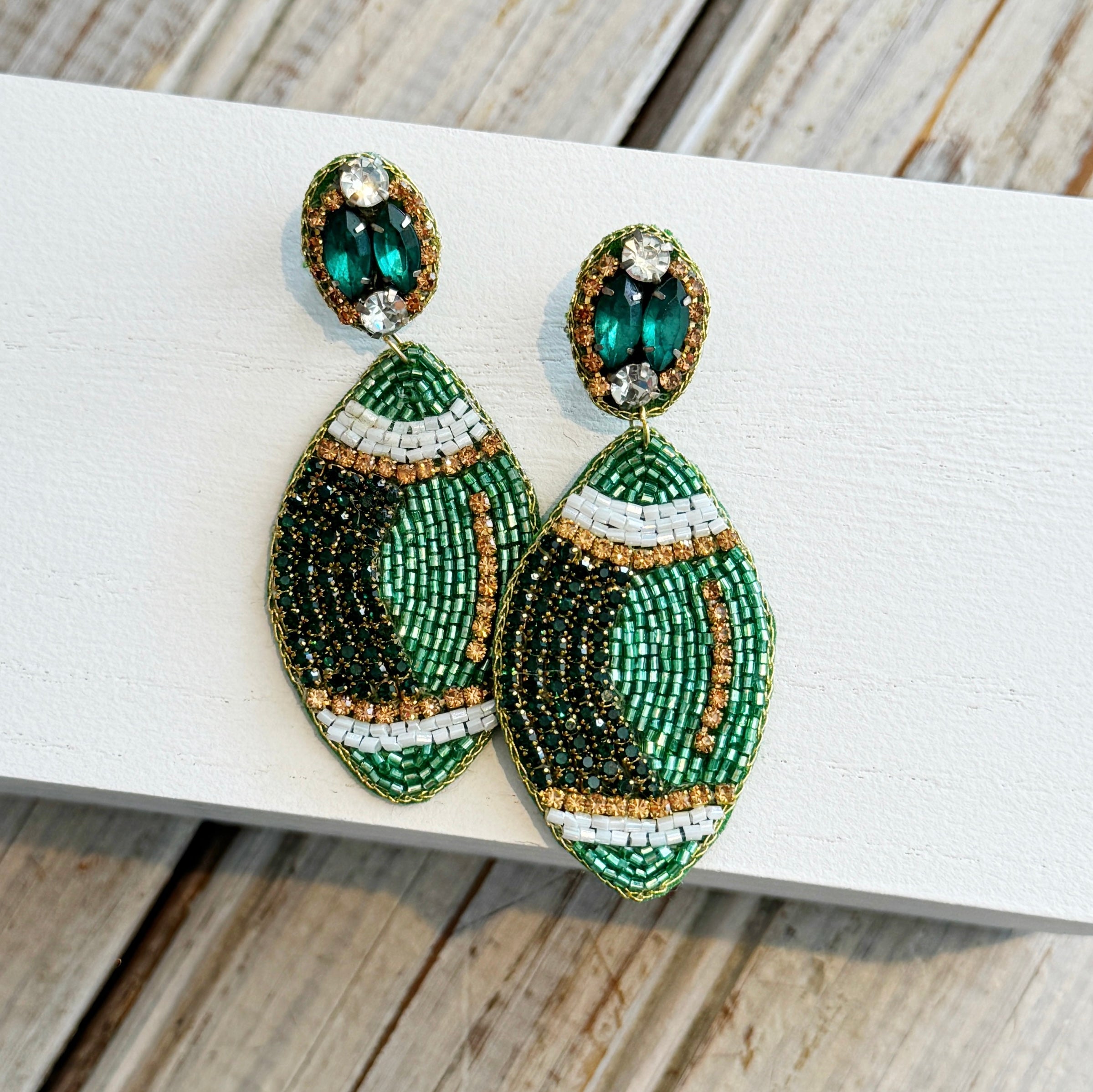 Green Football Earrings Green Football Earrings