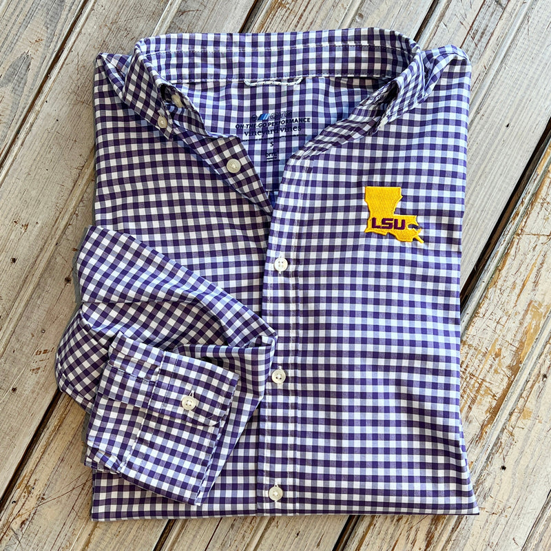 Vineyard Vines LSU Button Down-purple check jeantherapy Vineyard Vines LSU Button Down-purple check jeantherapy
