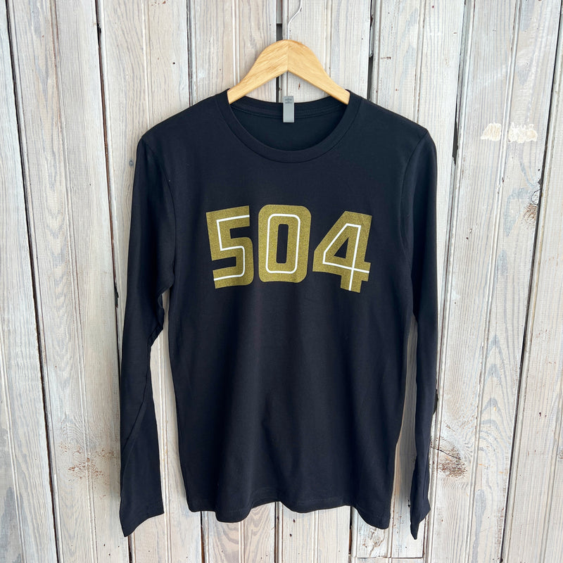 504 Unisex Long Sleeve Shirt-black/gold
