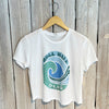 Roll Wave Circle Crop Top-white