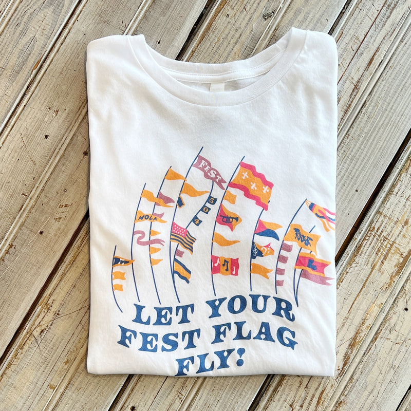 Let Your Fest Flag Fly W's Crew-white