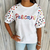 Pelicans Sequin Oversized Bubble Sleeve-white