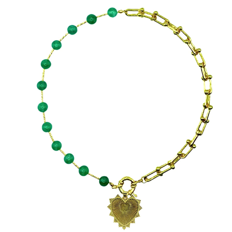 AC Intricate Heart Necklace-emerald