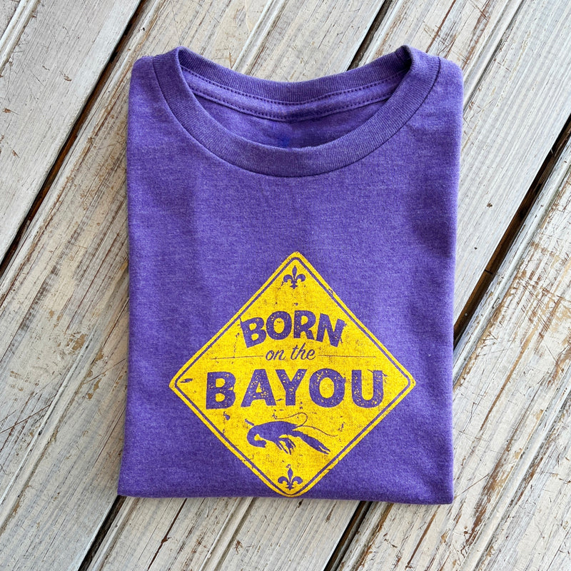 Born On The Bayou Kids Tee-purple