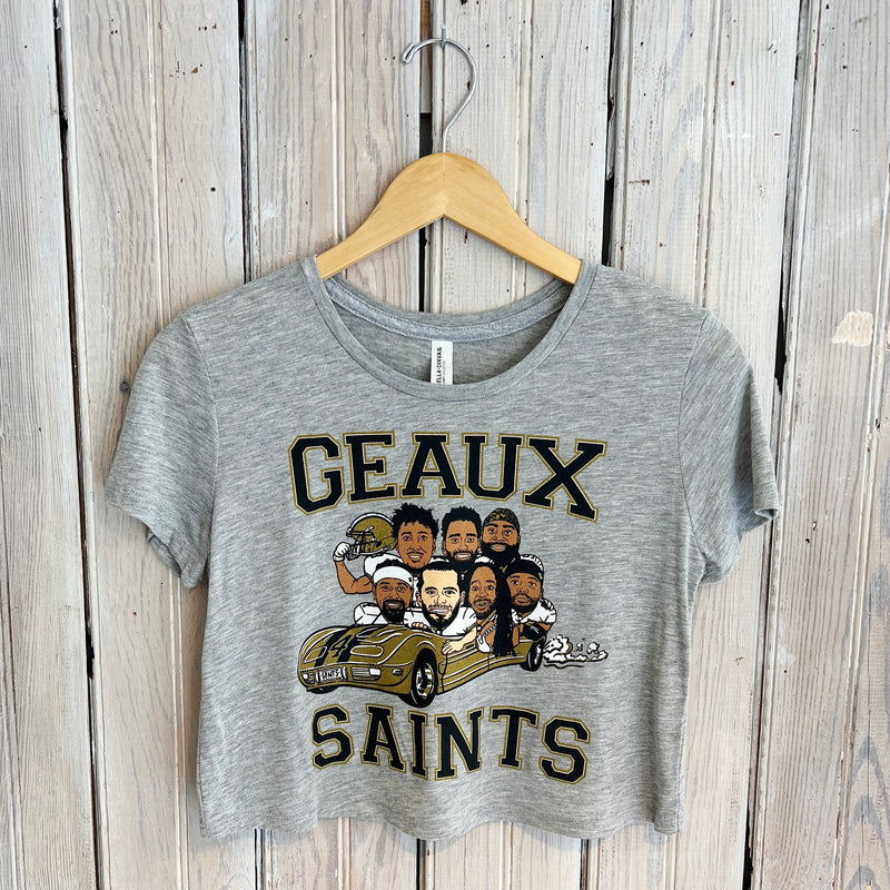 Geaux Saints Crop Top-grey