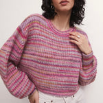 Z Supply Prism Stripe Sweater-magenta punch