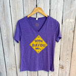 Born On The Bayou Women V-Neck-purple