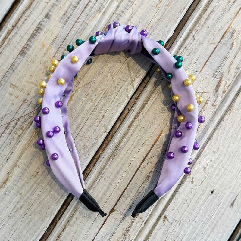 Pearl Mardi Gras Headband-lavender