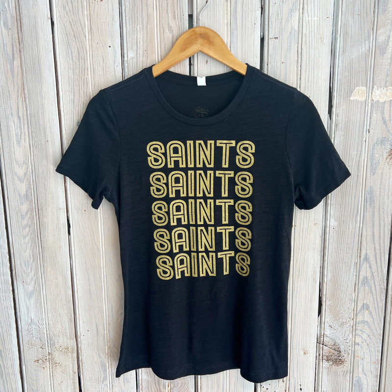 Saints x 5 Burnout Crew-black/gold