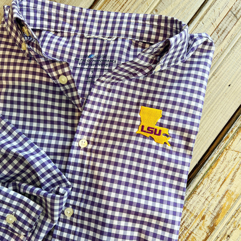 Vineyard Vines LSU Button Down-purple check – jeantherapy
