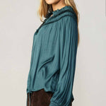 Current Air Split Neck L/S Top-forest green