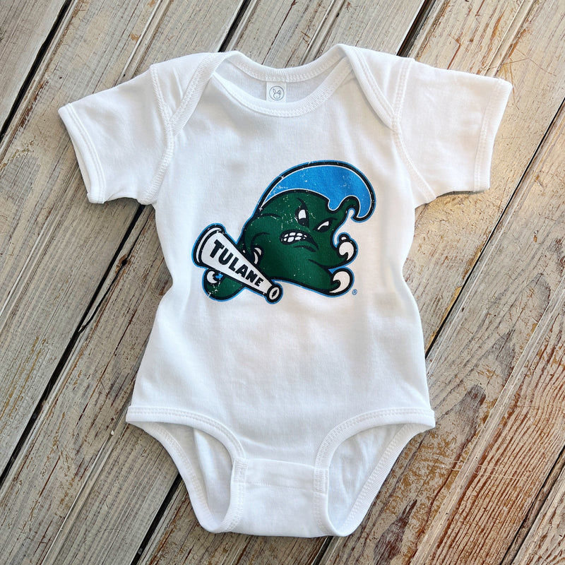 JT x Tulane Angry Wave Onesie-white