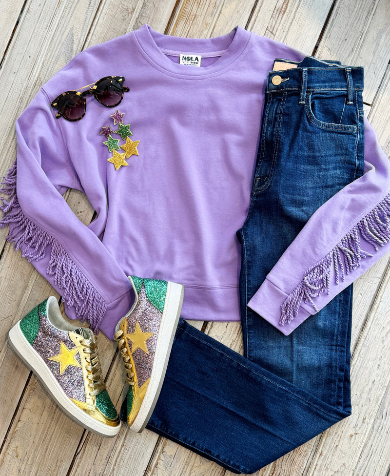Nolaverse Purple Fringe Sweatshirt