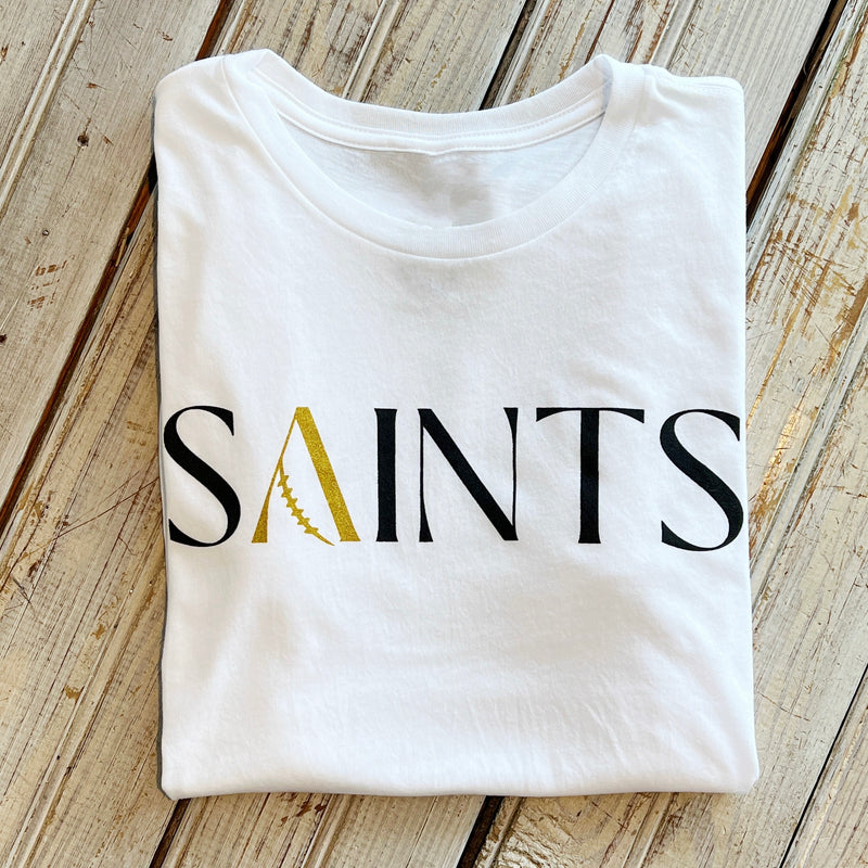 Saints "A" Football Women's Crew-white