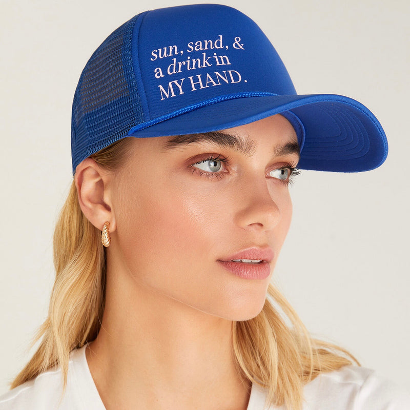 Z Supply Sun Sand & Drink Hat-blue