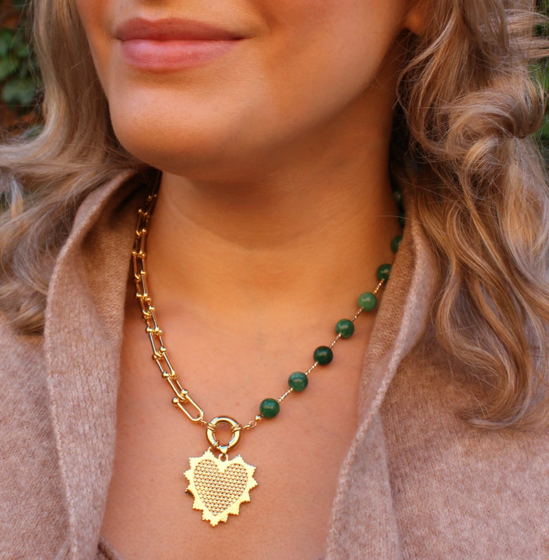 AC Intricate Heart Necklace-emerald