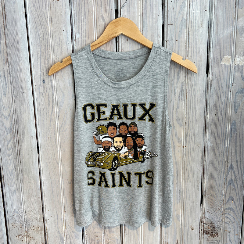 Geaux Saints Player Tank-heather grey
