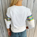 MGC Terry Adult Sequins Stripes Pullover-white