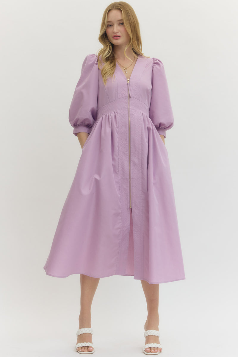 Entro Gold Zip Front Maxi-lavender LG