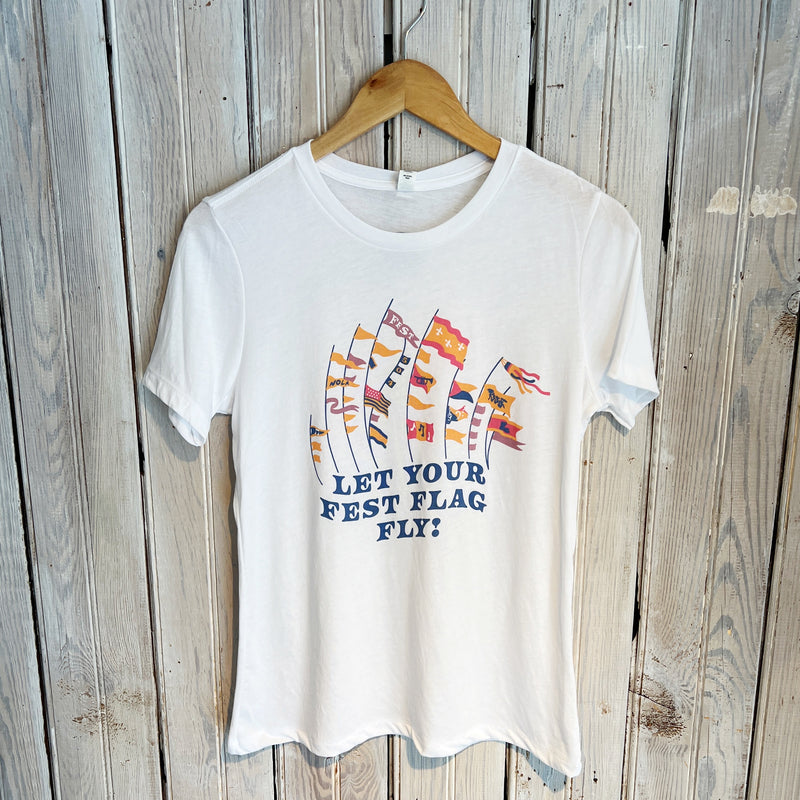 Let Your Fest Flag Fly W's Crew-white