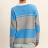 Contrast Stripe Polo Sweater- gray/blue