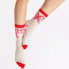 Shiraleah Candy Cane Bow Socks- ivory
