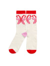 Shiraleah Candy Cane Bow Socks- ivory