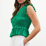 Skies Are Blue Poplin Top- kelly green