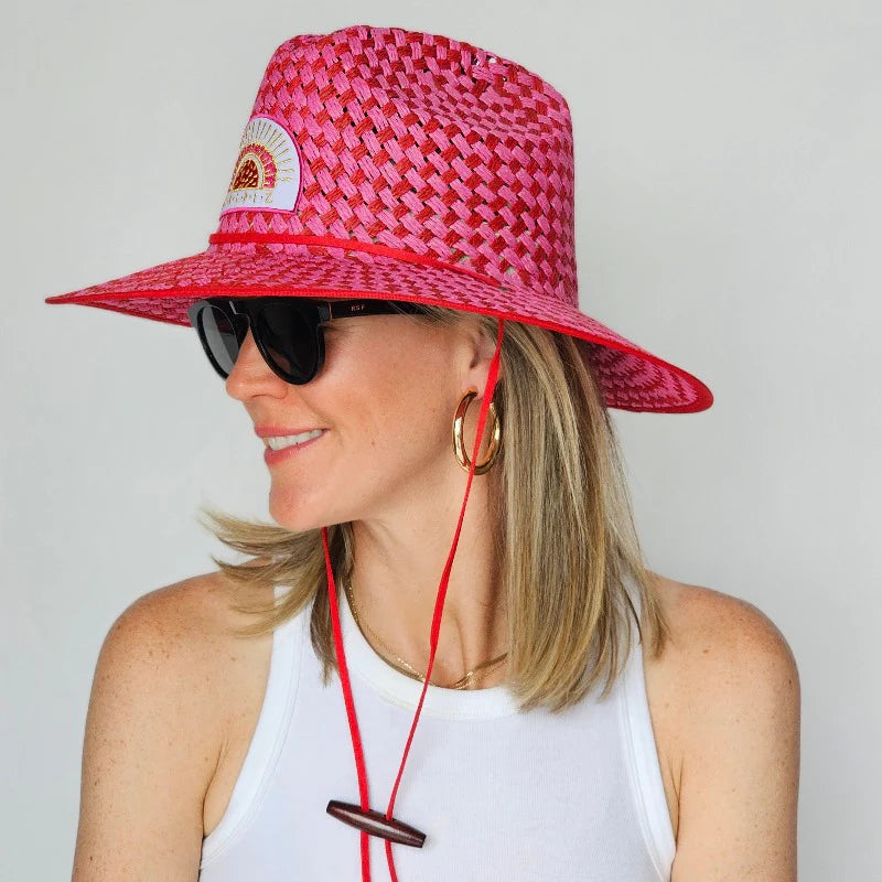 Baldiz Lifeguard Hat- pink/red