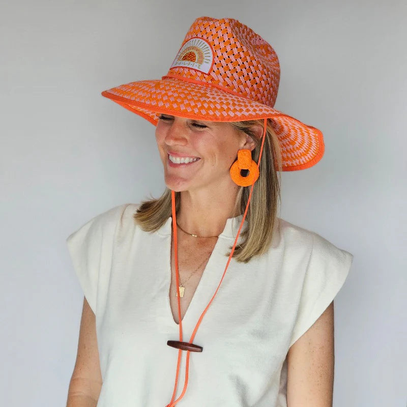 Baldiz Lifeguard Hat- orange/pink