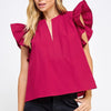 Strut & Bolt Flutter Sleeve Top- burg
