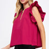 Strut & Bolt Flutter Sleeve Top- burg