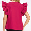Strut & Bolt Flutter Sleeve Top- burg