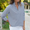 F&E Patrick Popover Henley-white & navy stripe