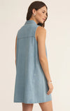 Z Supply New Day Twill Mini Dress-light vint indigo