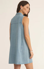 Z Supply New Day Twill Mini Dress-light vint indigo