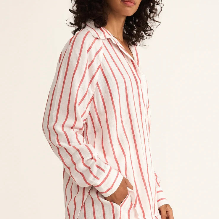 Z Supply The Perfect Linen Top-cabana red
