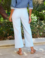 F&E Wexford Linen Trouser- blue/white stripe