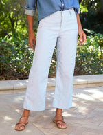 F&E Wexford Linen Trouser- blue/white stripe