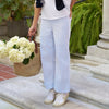 F&E Wexford Linen Trouser- blue/white stripe