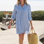 F&E Mary Classic Shirtdress- blue/navy stripe