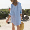 F&E Mary Classic Shirtdress- blue/navy stripe
