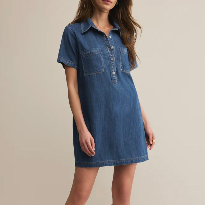 Z Supply Kellie Denim Mini Dress- indigo